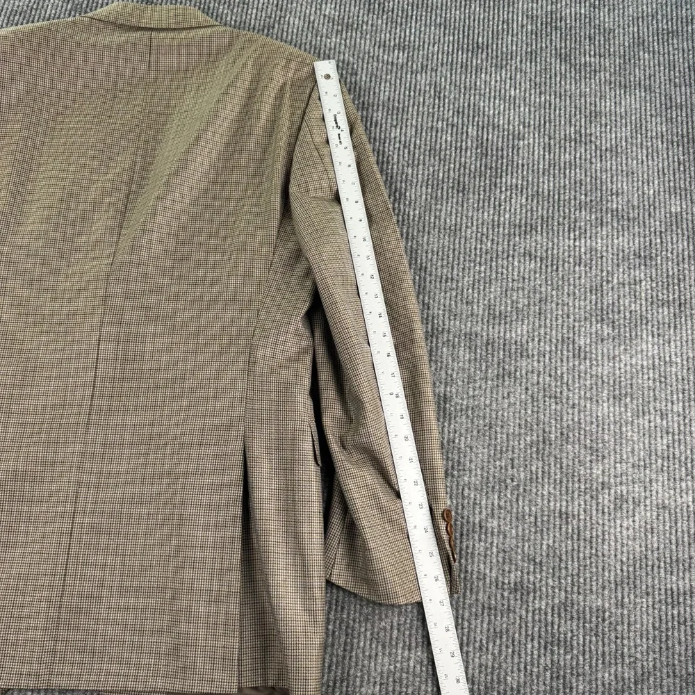 Canali Sport Coat 42L Taupe Wool Nailhead Blazer Italy Tiny Sleeve Hole